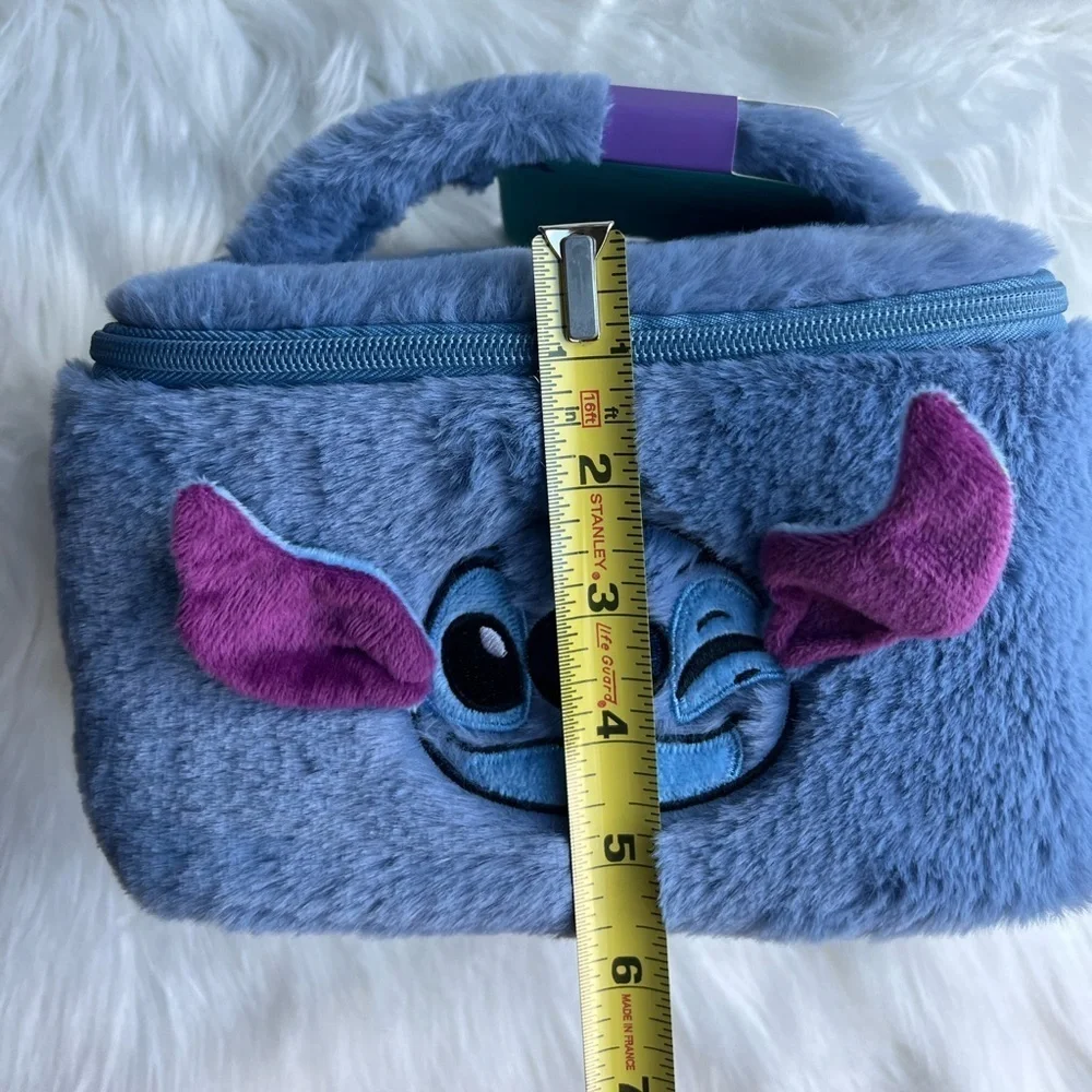 🆕 Disney Stitch Fluffy Blue Travel Cosmetic Bag Unisex Adults